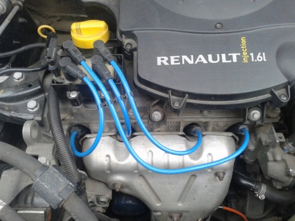 Фото - бронепровода синего цвета на примере двигателя Renault